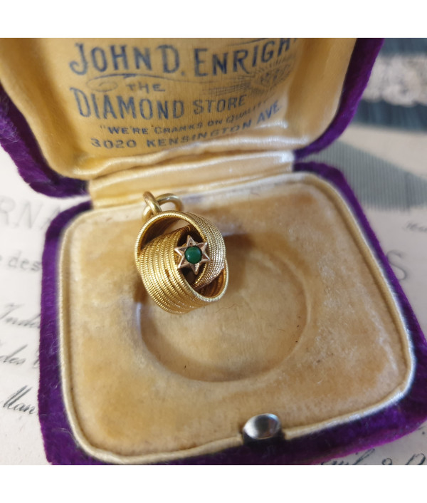Hidden Stars - Victorian Turquoise Love Knot Charm in 14k Yellow Gold Hidden Stars - Victorian Turquoise Love Knot Charm in 14k Yellow Gold