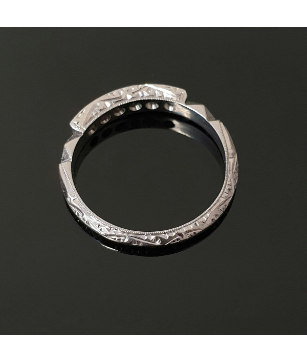 Mid-Century Matrimony: Diamond Band in Palladium and 18K White Gold Mid-Century Matrimony: Diamond Band in Palladium and 18K White Gold
