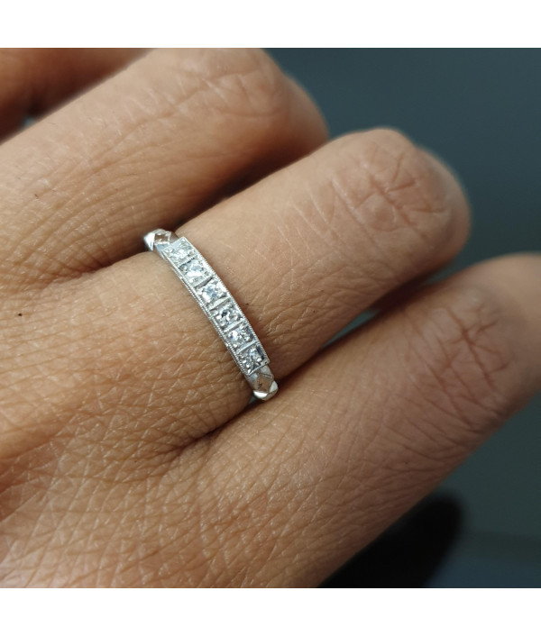 Mid-Century Matrimony: Diamond Band in Palladium and 18K White Gold Mid-Century Matrimony: Diamond Band in Palladium and 18K White Gold