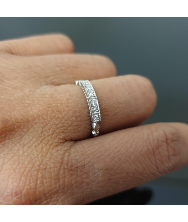 Mid-Century Matrimony: Diamond Band in Palladium and 18K White Gold Mid-Century Matrimony: Diamond Band in Palladium and 18K White Gold