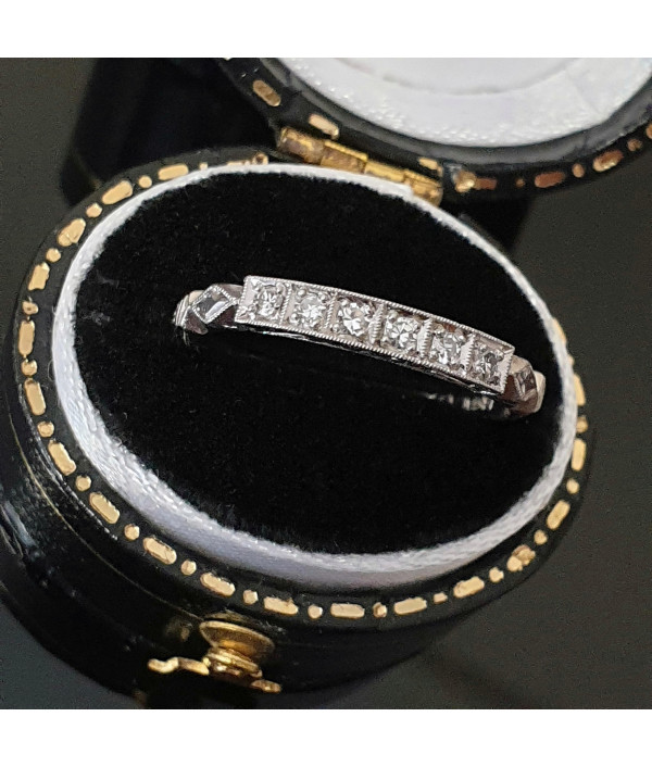 Mid-Century Matrimony: Diamond Band in Palladium and 18K White Gold Mid-Century Matrimony: Diamond Band in Palladium and 18K White Gold