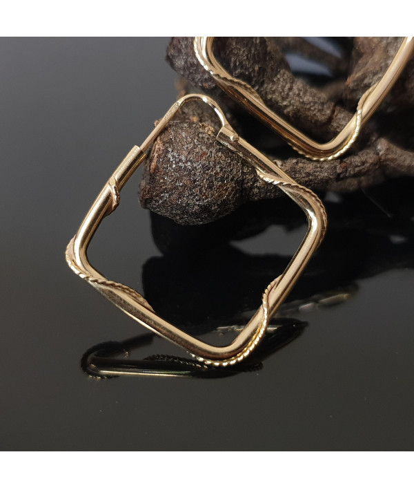 Golden Vines: Vintage Square Hoop Earrin...