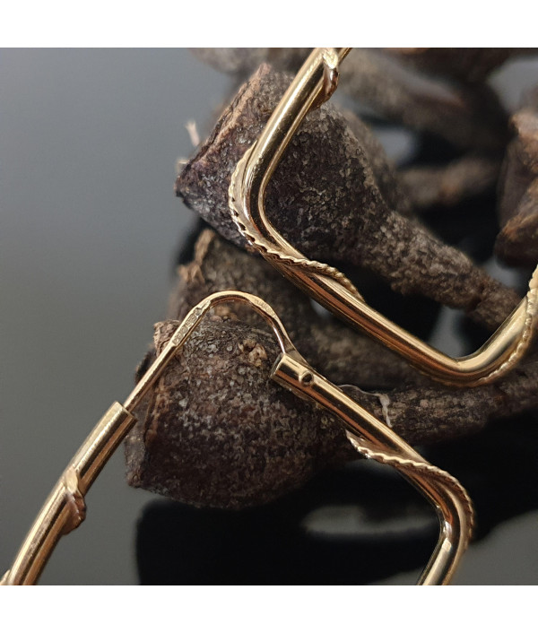 Golden Vines: Vintage Square Hoop Earrings 9K Yellow Gold Golden Vines: Vintage Square Hoop Earrings 9K Yellow Gold