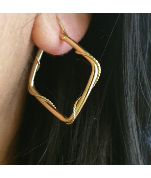 Golden Vines: Vintage Square Hoop Earrings 9K Yellow Gold Golden Vines: Vintage Square Hoop Earrings 9K Yellow Gold