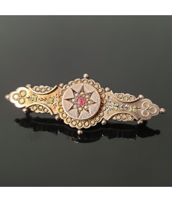 Nautical Star: Victorian Bar Brooch with...