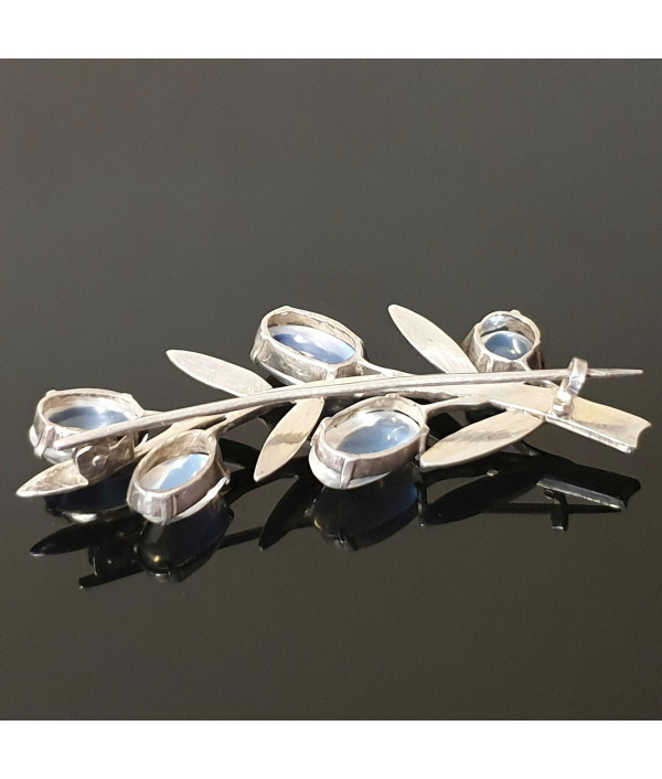 Silver Moon: Vintage Sterling Silver Moonstone Brooch Silver Moon: Vintage Sterling Silver Moonstone Brooch