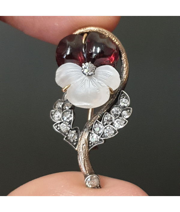 Gems Medley: Carved Moonstone and Garnet...