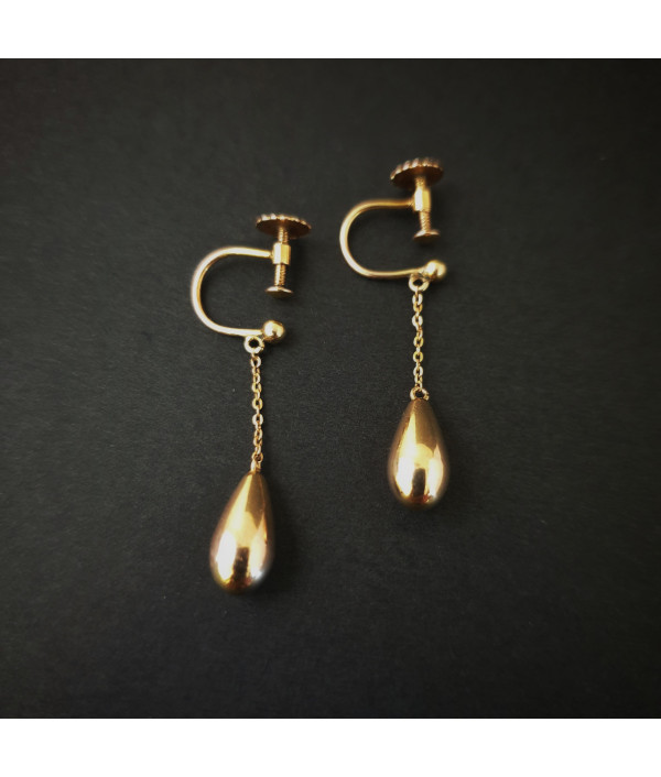 Mid Century Drop ear Clips in 9ct Rose Gold Mid Century Drop ear Clips in 9ct Rose Gold