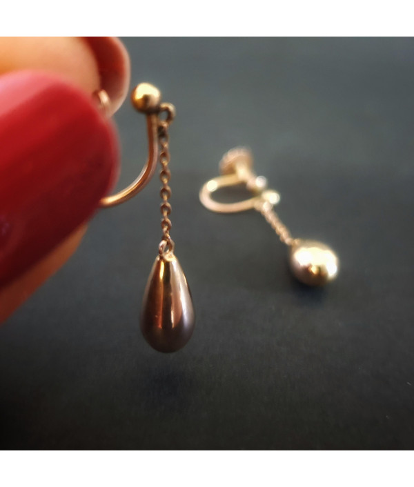 Mid Century Drop ear Clips in 9ct Rose Gold Mid Century Drop ear Clips in 9ct Rose Gold