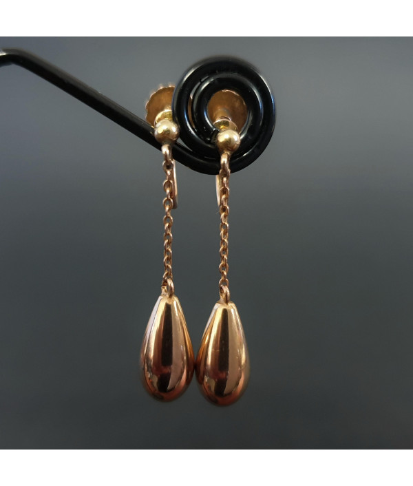 Mid Century Drop ear Clips in 9ct Rose G...