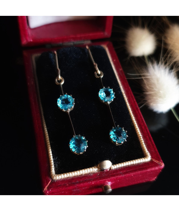 Sky Blue Garnet Topped Doublet Earrings ...