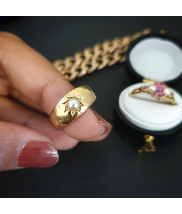 SOLD! Victorian Pearl Starburst Dome Ring in 18ct Yellow Gold SOLD! Victorian Pearl Starburst Dome Ring in 18ct Yellow Gold