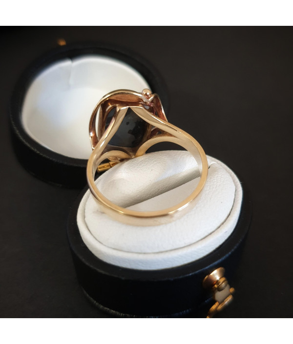 SOLD! 1960s Australian Opal Doublet Ring in 9K Yellow Gold
