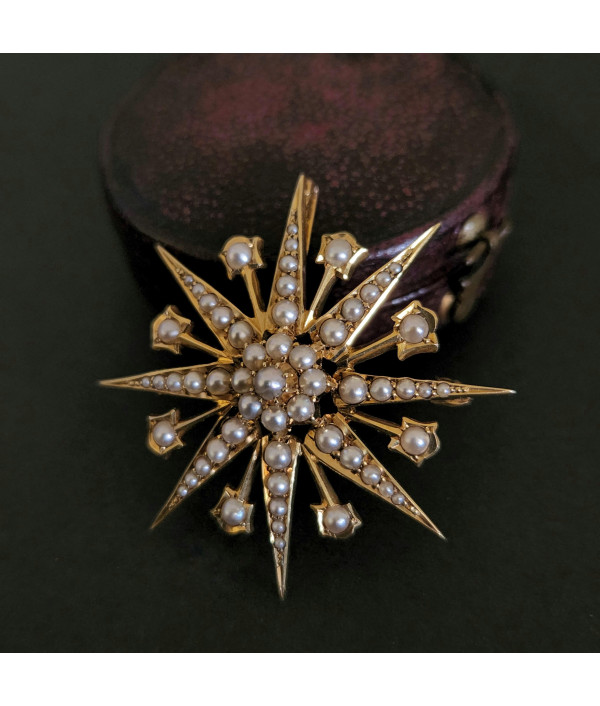 Victorian Pearl Starburst Pendant in 15ct Yellow Gold Victorian Pearl Starburst Pendant in 15ct Yellow Gold