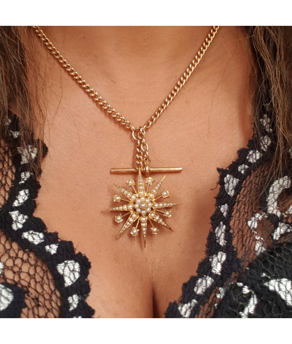 Victorian Pearl Starburst Pendant in 15ct Yellow Gold Victorian Pearl Starburst Pendant in 15ct Yellow Gold