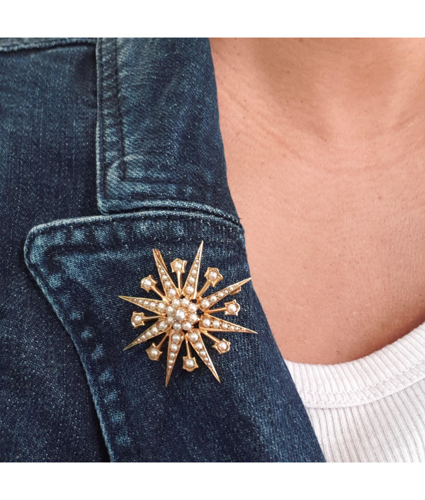 Victorian Pearl Starburst Pendant in 15ct Yellow Gold Victorian Pearl Starburst Pendant in 15ct Yellow Gold