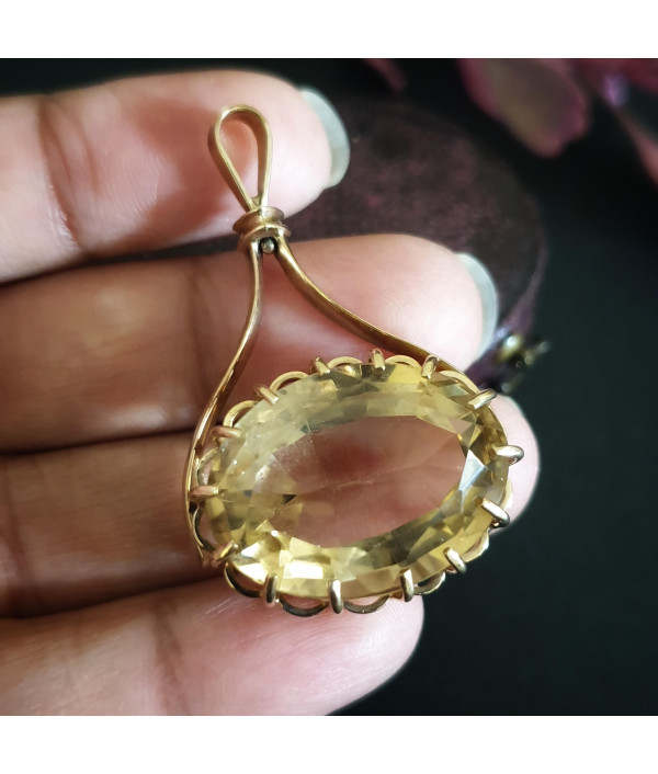 Large Citrine Pendant in 9K Yellow Gold Large Citrine Pendant in 9K Yellow Gold