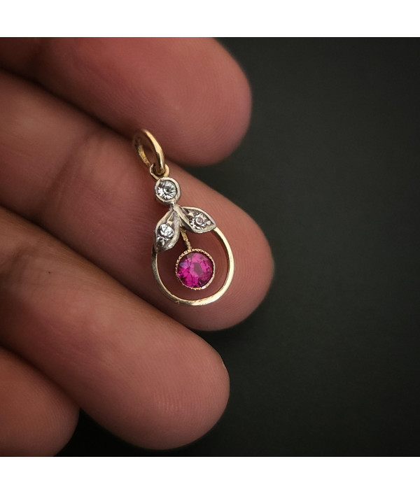 Edwardian Ruby and Diamond Pendant in 9ct Rose Gold Edwardian Ruby and Diamond Pendant in 9ct Rose Gold
