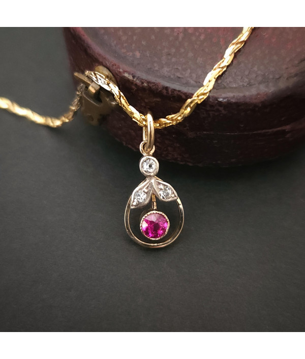 Edwardian Ruby and Diamond Pendant in 9ct Rose Gold Edwardian Ruby and Diamond Pendant in 9ct Rose Gold