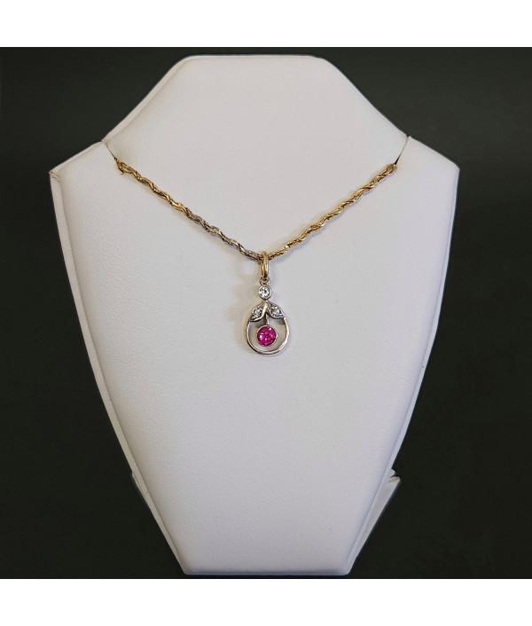 Edwardian Ruby and Diamond Pendant in 9ct Rose Gold Edwardian Ruby and Diamond Pendant in 9ct Rose Gold