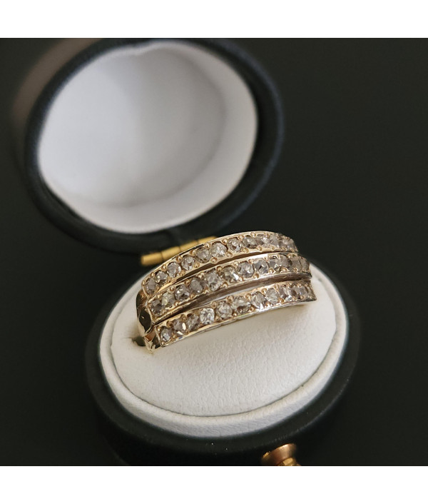 Triple Row Old Cut Diamond Band in 14K C...