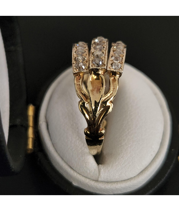 Triple Row Old Cut Diamond Band in 14K Circa 1900 Triple Row Old Cut Diamond Band in 14K Circa 1900
