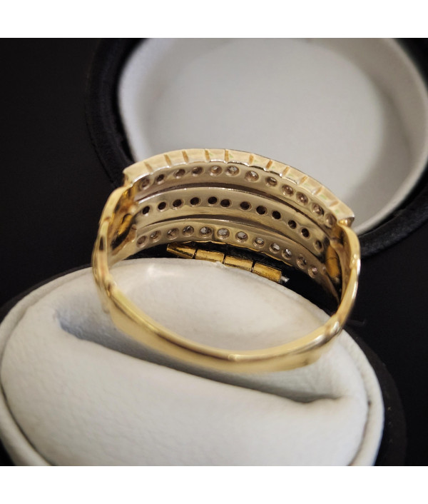 Triple Row Old Cut Diamond Band in 14K Circa 1900 Triple Row Old Cut Diamond Band in 14K Circa 1900