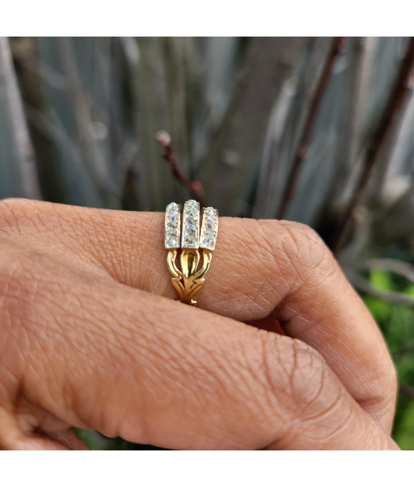 Triple Row Old Cut Diamond Band in 14K Circa 1900 Triple Row Old Cut Diamond Band in 14K Circa 1900