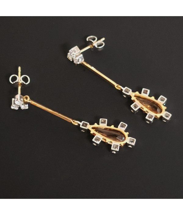 Imperial Topaz and Diamond Earrings in 18K Gold Imperial Topaz and Diamond Earrings in 18K Gold