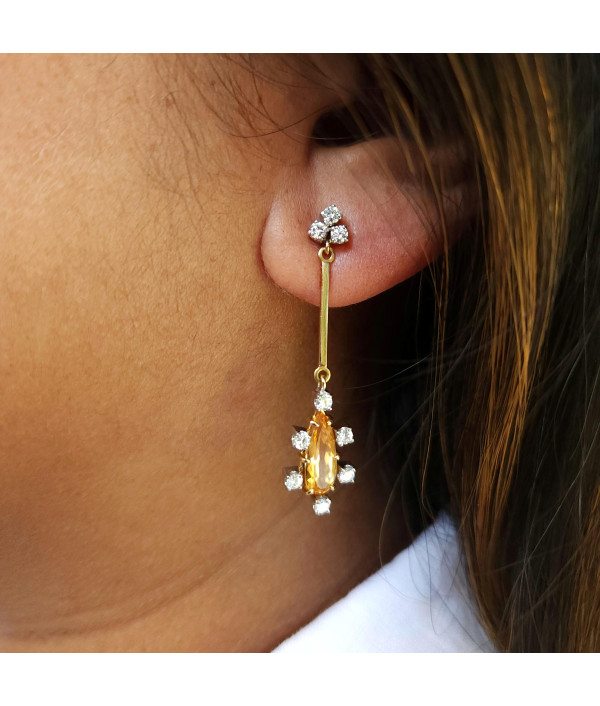 Imperial Topaz and Diamond Earrings in 18K Gold Imperial Topaz and Diamond Earrings in 18K Gold