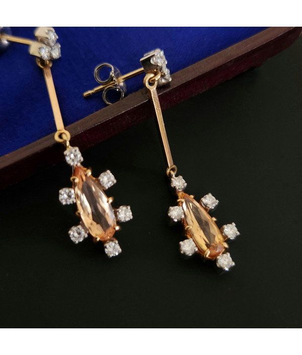 Imperial Topaz and Diamond Earrings in 18K Gold Imperial Topaz and Diamond Earrings in 18K Gold