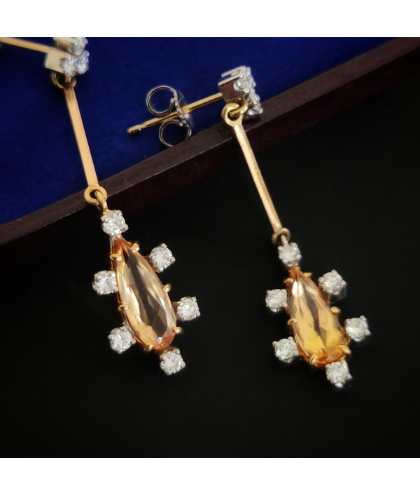 Imperial Topaz and Diamond Earrings in 18K Gold Imperial Topaz and Diamond Earrings in 18K Gold