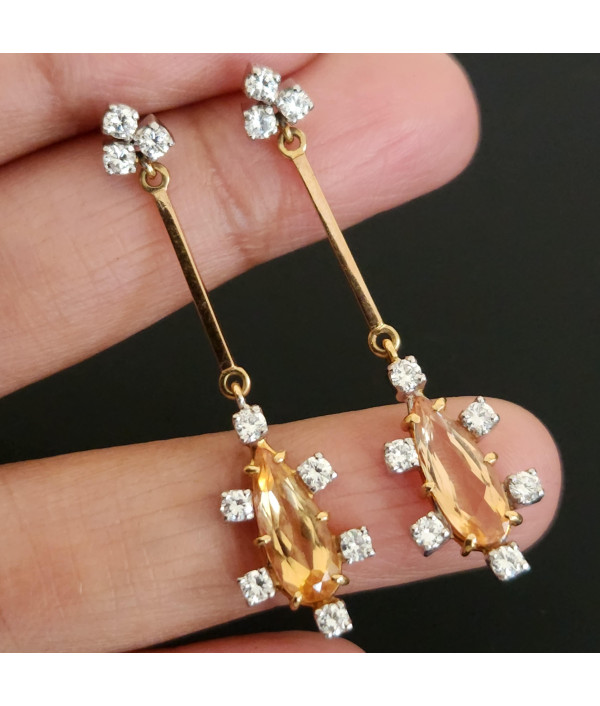 Imperial Topaz and Diamond Earrings in 18K Gold Imperial Topaz and Diamond Earrings in 18K Gold