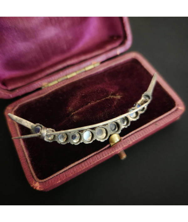 Victorian Crescent Moonstone Brooch in Silver Victorian Crescent Moonstone Brooch in Silver