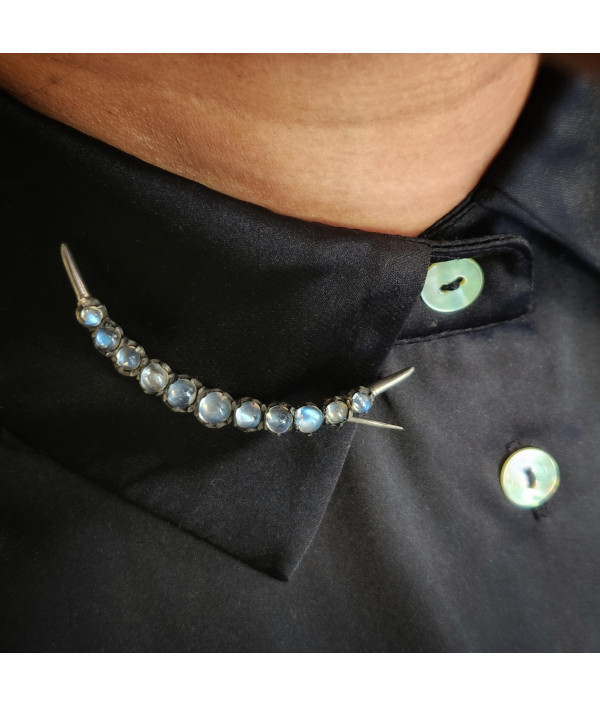 Victorian Crescent Moonstone Brooch in Silver Victorian Crescent Moonstone Brooch in Silver