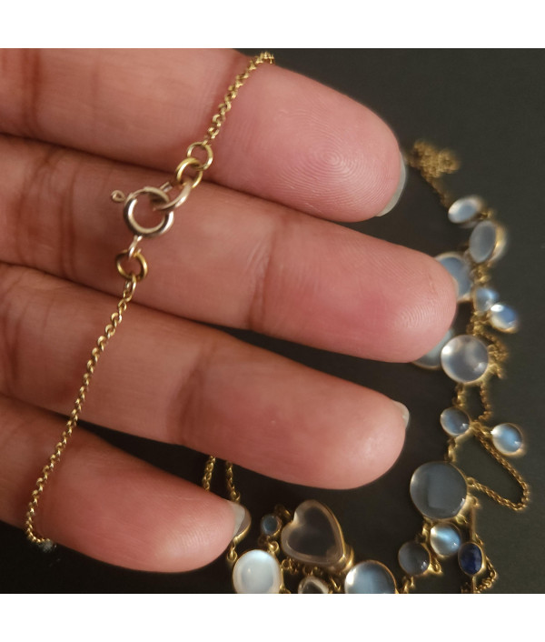 Edwardian Moonstone Festoon Necklace in 9k Edwardian Moonstone Festoon Necklace in 9k