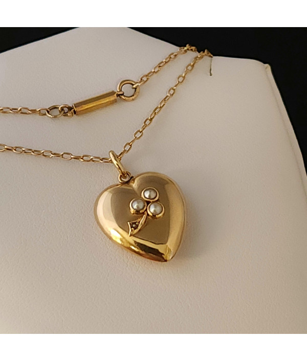 Victorian Puffy Heart Pendant in 15K Gold Victorian Puffy Heart Pendant in 15K Gold