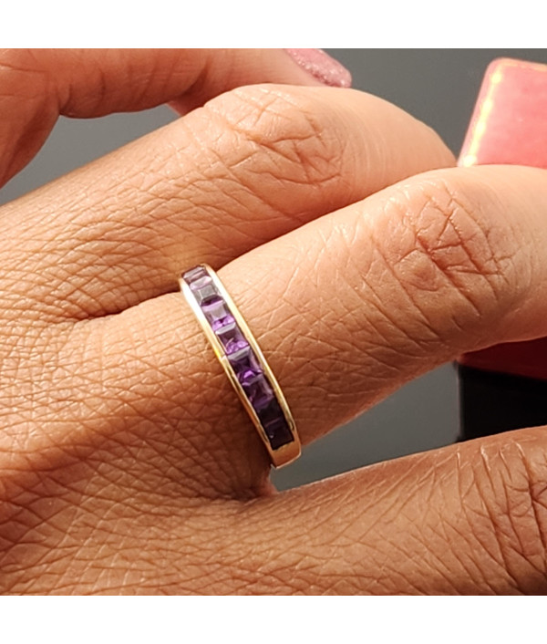 Channel Set Amethyst Ring in 9k Yellow Gold Channel Set Amethyst Ring in 9k Yellow Gold