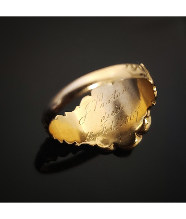 In Memory Of Victorian Mourning Ring in 18K Gold In Memory Of Victorian Mourning Ring in 18K Gold