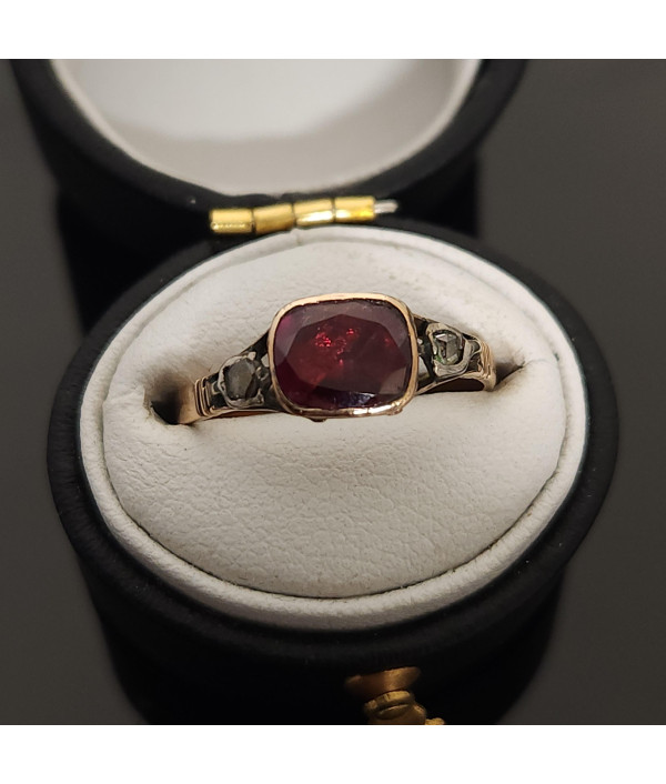 Georgian Foil-backed Flat Cut Garnet Rin...