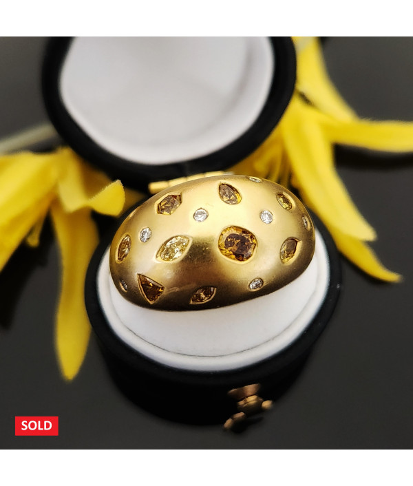 Diamond Bombé Ring in 18K Yel...