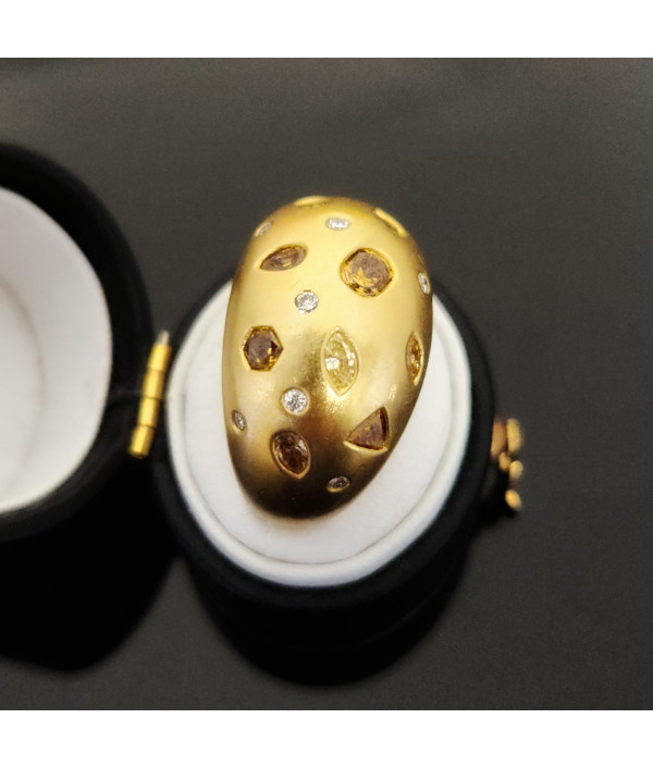 Diamond Bombé Ring in 18K Yellow Gold Diamond Bombé Ring in 18K Yellow Gold