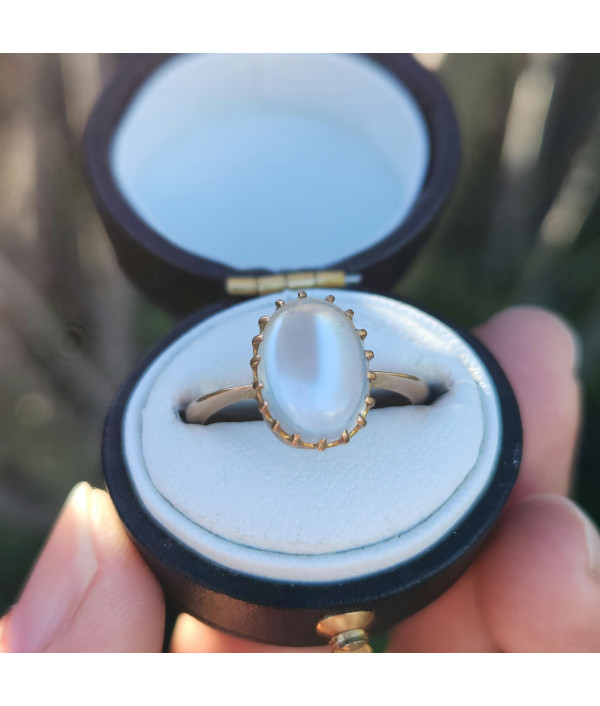Victorian Moonstone Solitaire in 15k Yellow Gold Victorian Moonstone Solitaire in 15k Yellow Gold