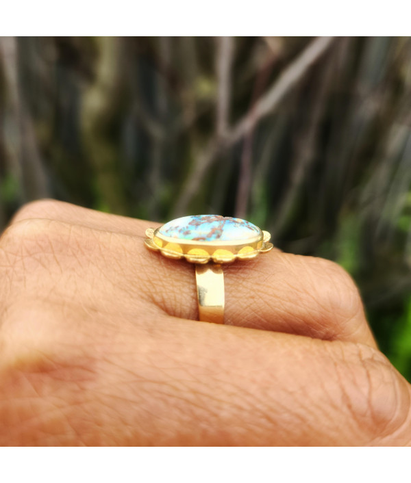 Handcrafted Australian Matrix Boulder Opal Ring in 9K Yellow Gold Handcrafted Australian Matrix Boulder Opal Ring in 9K Yellow Gold