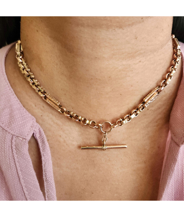 Victorian Fancy Link Albert Chain in 9K Gold Victorian Fancy Link Albert Chain in 9K Gold