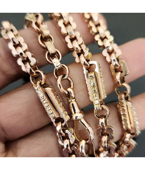 Victorian Fancy Link Albert Chain in 9K Gold Victorian Fancy Link Albert Chain in 9K Gold