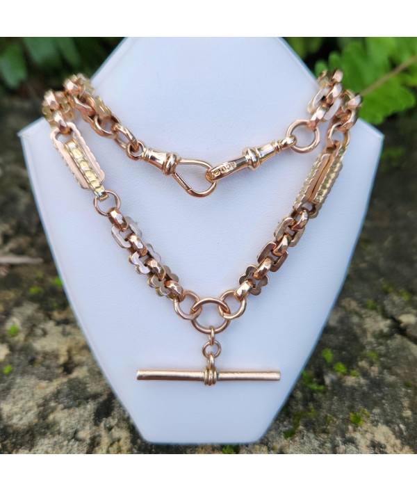 Victorian Fancy Link Albert Chain in 9K Gold Victorian Fancy Link Albert Chain in 9K Gold