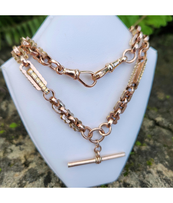 Victorian Fancy Link Albert Chain in 9K Gold Victorian Fancy Link Albert Chain in 9K Gold
