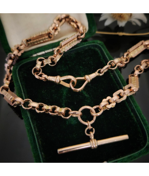 Victorian Fancy Link Albert Chain in 9K ...