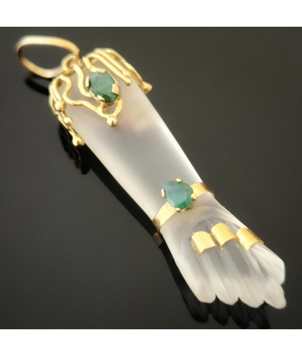 Vintage Rock Crystal Figa Pendant in 18k...
